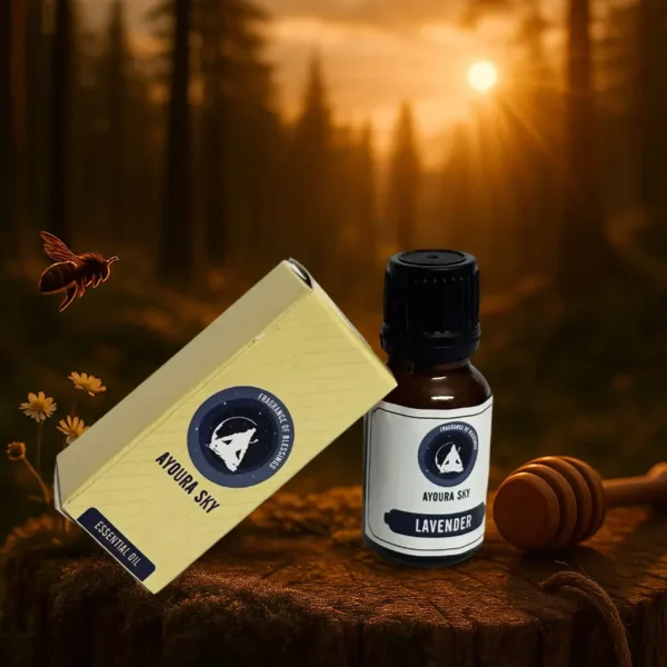 Lavender Essential Oil with Lavender Flowers for Stress Relief