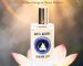 Sacred Ayoura Sky Aarti Aroma astro fragrance offering placed on a marble pedestal with lotus petals and golden spiritual light, inspired by purification, inner truth, energy cleansing, and devotional temple atmosphere.